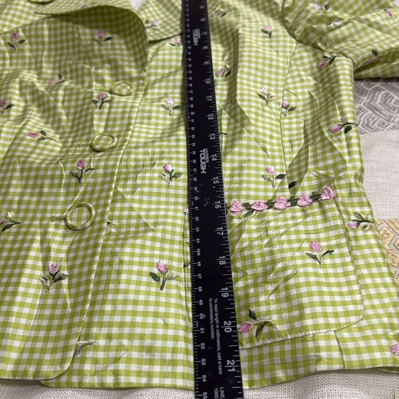 (N4) ABR NEW YORK Women's Two Piece Suit Green, White and Pink Silk  Size 6‎ - Picture 9 of 16